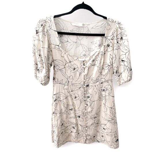 LUSH Puff Sleeve Floral Babydoll Dress Sz Small Sweetheart Button Front Milkmaid - Picture 2 of 13